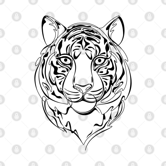 Continuous Line Tiger Portrait. 2022 New Year Symbol by Chinese Horoscope by lissantee