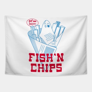 Retro Fish and Chips Design - English Food Tapestry