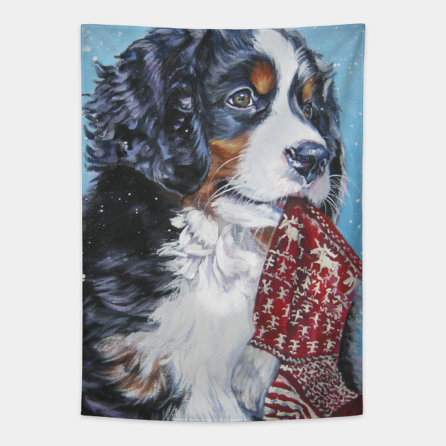 Bernese Mountain Dog Christmas Fine Art Painting Bernese