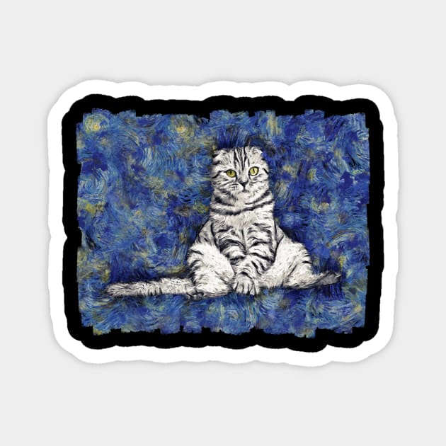 Cat Van Gogh Starry Night Magnet by Ghost Of A Chance 