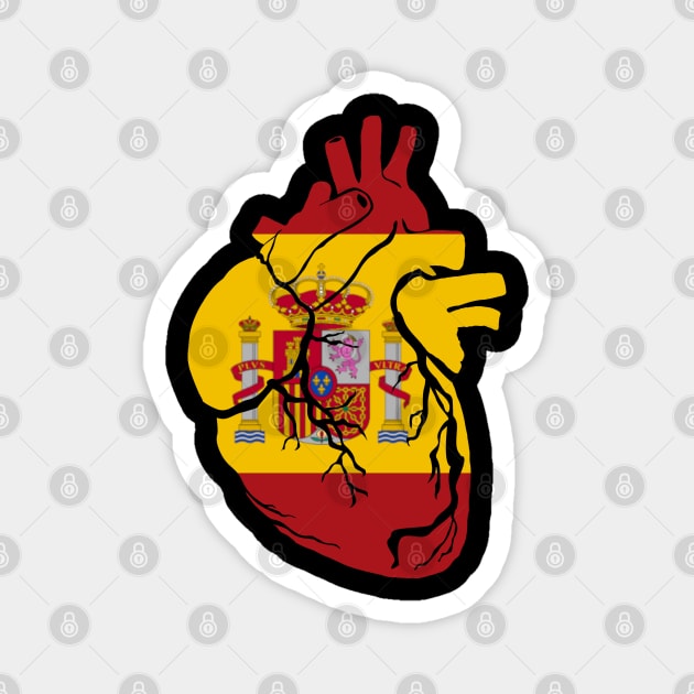 Anatomical heart design, Spanish flag Magnet by Bun Art Store