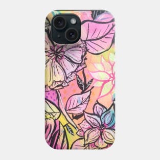 Abstract Neon Flowers Phone Case