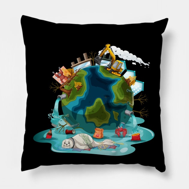 Earth Pollution Pillow by Mako Design 