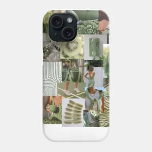 sage green collage Phone Case