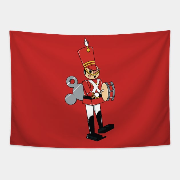 Christmas Toy Solider Drum Player Tapestry by DeepDiveThreads