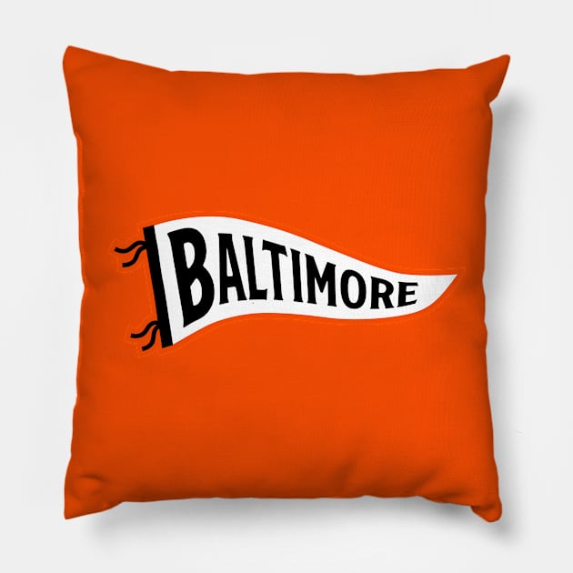 Baltimore Pennant - Orange Pillow by KFig21