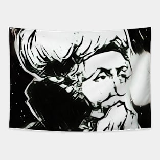 Ibn Arabi Black And White Portrait | Ibn Arabi Artwork 3 Tapestry