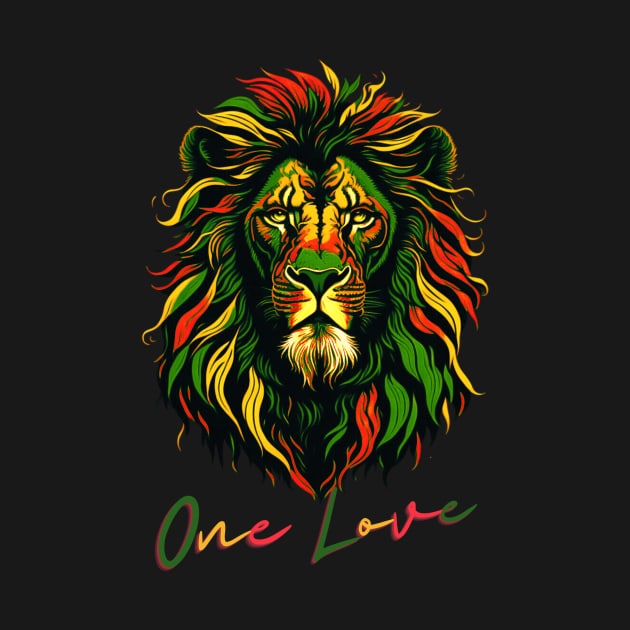 One Love Reggae Rasta Lion by Trip Tank