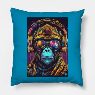 Futuristic monkey Pillow