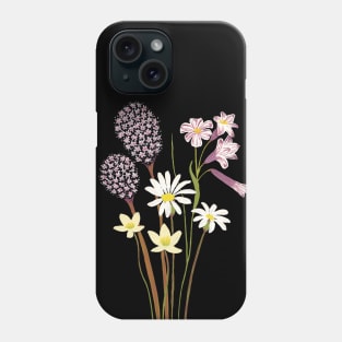 Wildflower bouquet on black Phone Case