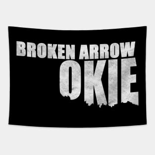 Broken Arrow Okie Oklahoma Shaped Distressed Tapestry