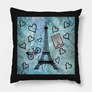 Paris Eiffel Tower Teal & Black Home Decor, Spiral Notebooks, Journals & Gifts Pillow