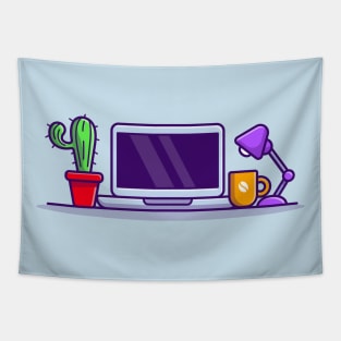 Workspace Cartoon Illustration Tapestry