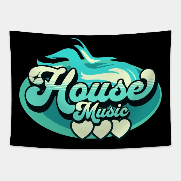 HOUSE MUSIC  - House Music Heat (aqua blue/light mint) Tapestry by DISCOTHREADZ 