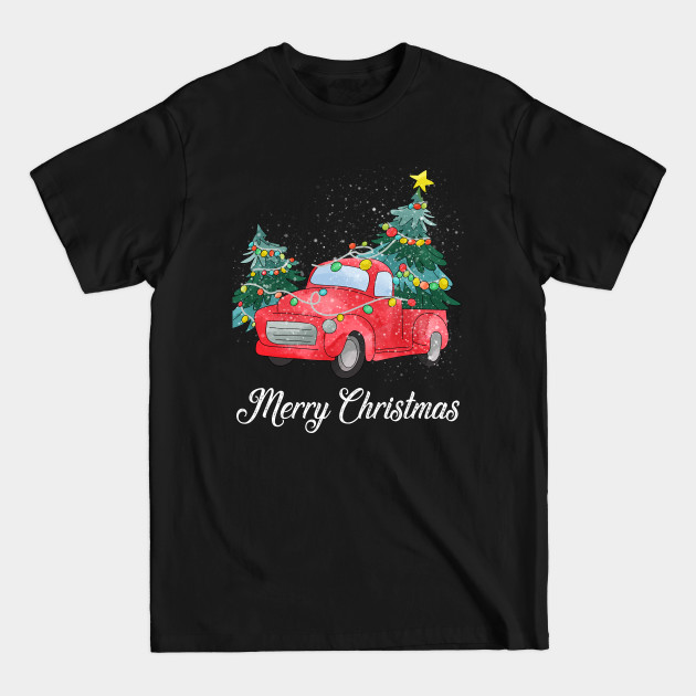 Discover Vintage Red Truck With Merry Christmas Tree - Red Truck - T-Shirt