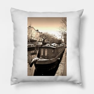 Narrow Boats Regent's Canal Camden London Pillow