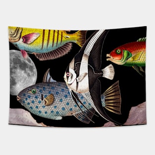 Fish World Collage Tapestry