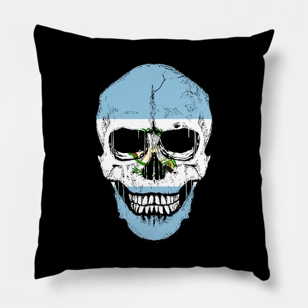 Guatemala Flag Skull Guamanian Flag Human Skull Pillow by BramCrye