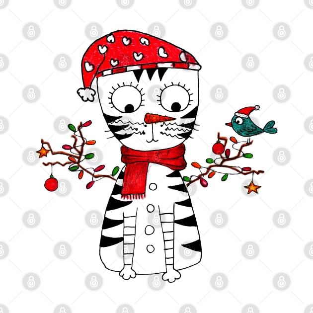 Yuna Cat | The Jolly Christmas Snow Feline by MiracelArt