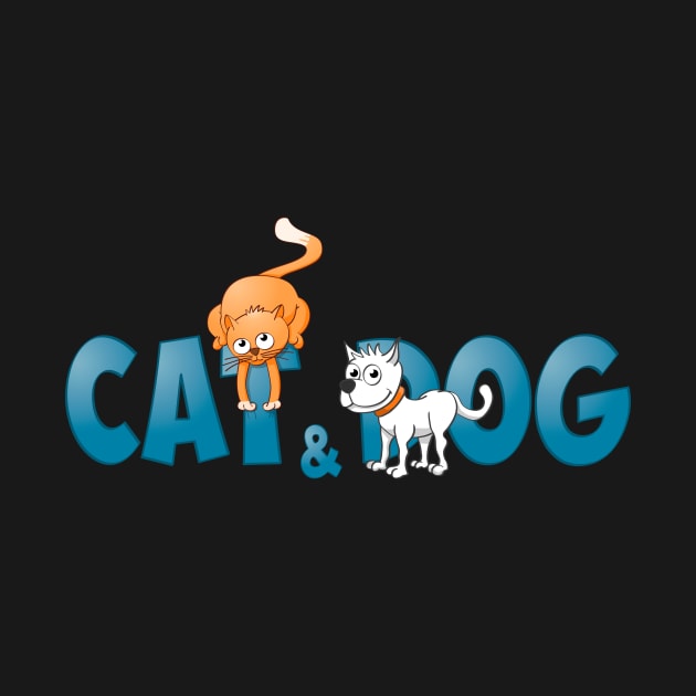 Funny and colorful Cat and dog illustration. by Stefs-Red-Shop