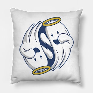 cute yin yang ghost cartoon Pillow