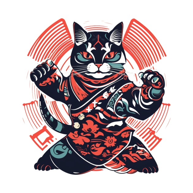 Vector style edo cat  t-shirt by SHAKIR GAUTAMA 