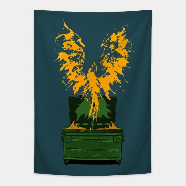 Dumpster Phoenix Tapestry by LordNeckbeard