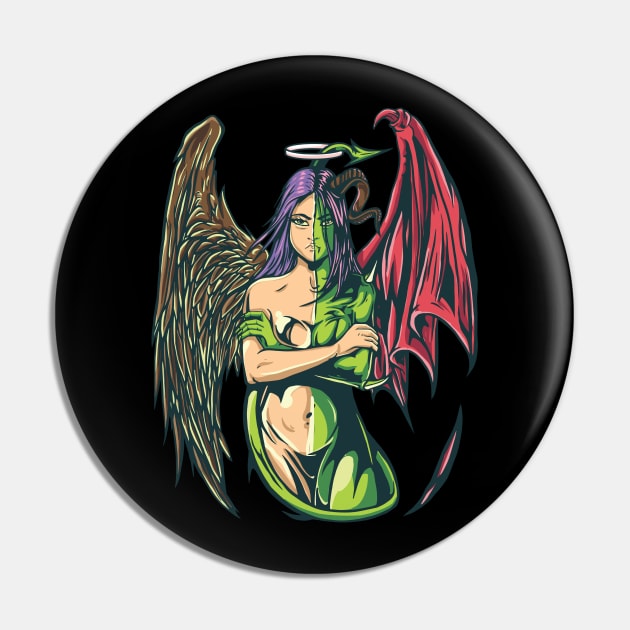 Half Angel - Half Devil Pin by Printaha