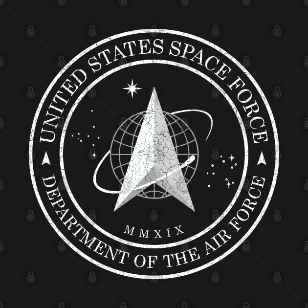 Space Force Seal - White - Distressed by Barn Shirt USA