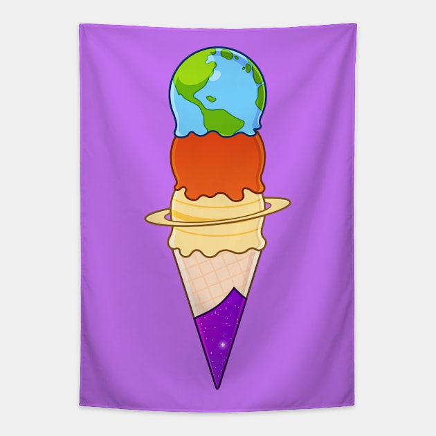 space ice cream Tapestry by Ahlam Artist