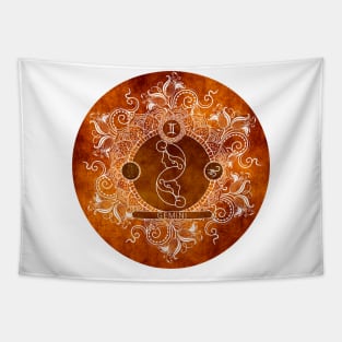 Zodiac - Tangerine - Gemini Tapestry