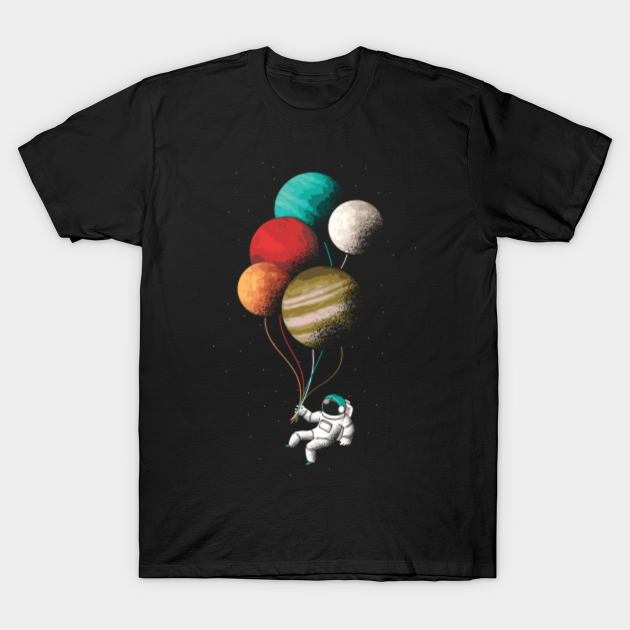 Astronaut Holding Planet Balloons - Astronaut - T-Shirt