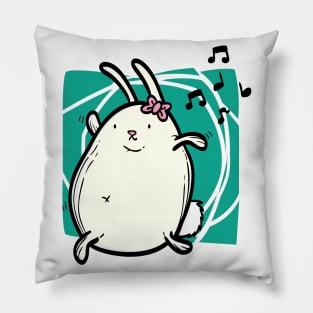 Dancing bunny aqua Pillow