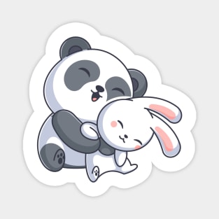 Cute panda hugging stuffed bunny Magnet