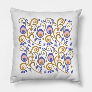 Peacock Feathers Indian Pattern Purple Pillow