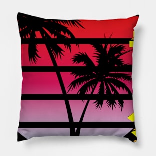 Red Synthwave Sunrise Pillow