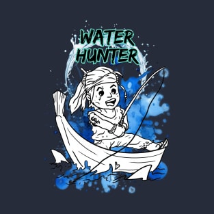 Water Hunter fisherman shark DnD fantasy character T-Shirt