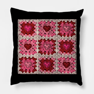 Crochet hearts Pillow