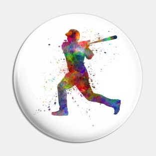 Baseball player in watercolor Pin