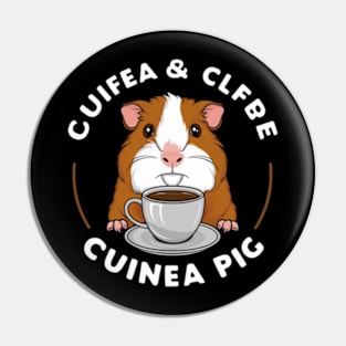 printed design of a guinea pig sipping a cup of coffee, cute cartoon style(2) Pin