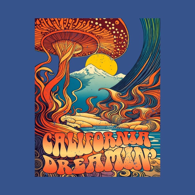 Retro 70's California Mushroom Landscape by DigiDreams