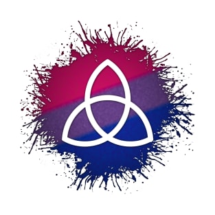 Paint Splatter Bisexual Pride Flag Triquetra Symbol T-Shirt