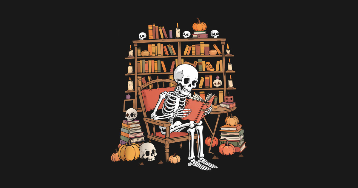 Skeleton Library Halloween Book Reading Books Lover Teacher - Books ...