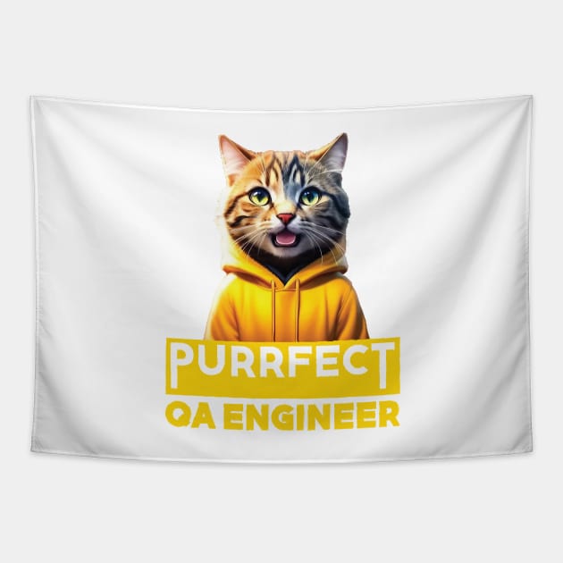 Just a Purrfect QA Engineer Cat Tapestry by Dmytro