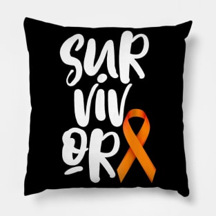 Leukemia Cancer Survivor Shirt Orange Ribbon Kidney Pillow