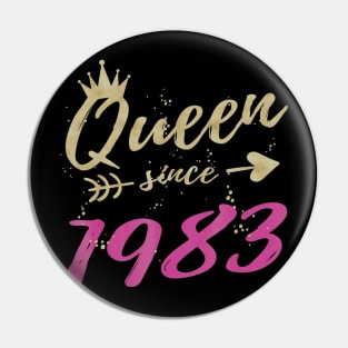 35th Birthday Giftss for Women Queen Since 1983 Pin