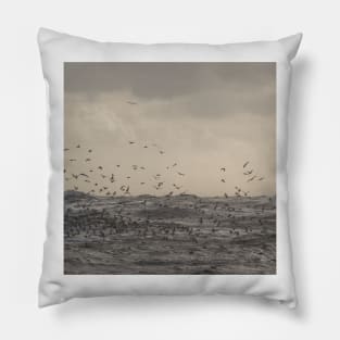 Seagulls over the stormy sea Pillow