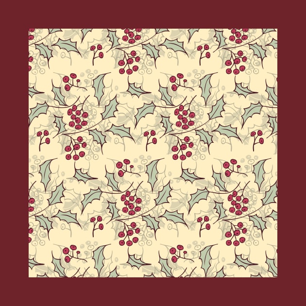 Holly berry Christmas pattern design by katerinamk