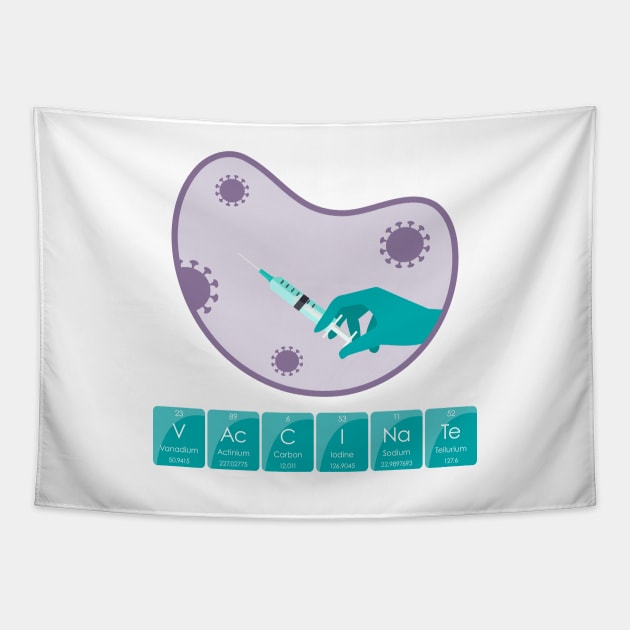 Vaccinate science themed design Tapestry by Fun with Science