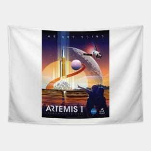 NASA Artemis I Retro Poster Shirt (2-Sided for Light Shirts) Tapestry